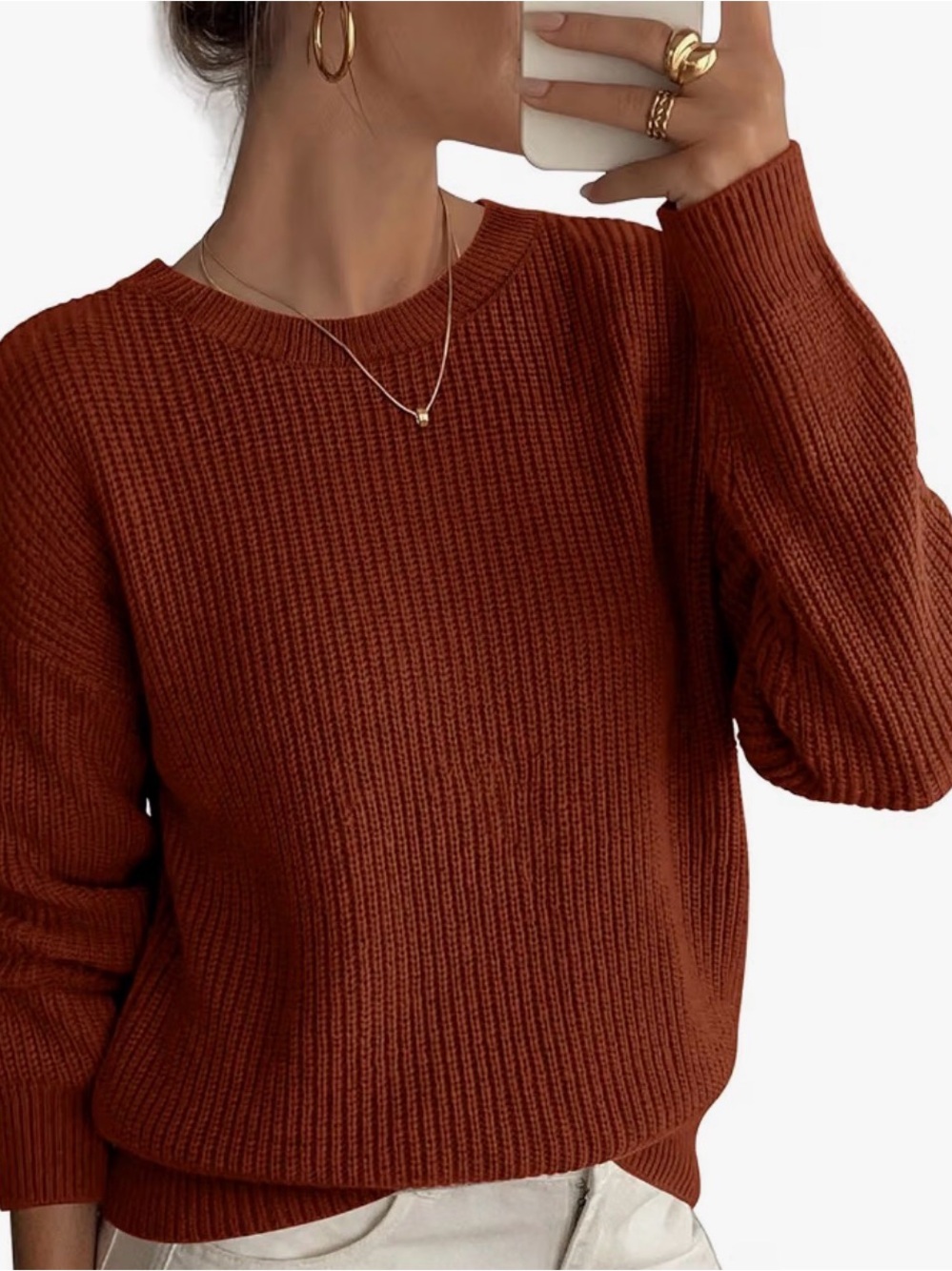 Amazon Women's Crewneck Sweater in Rust